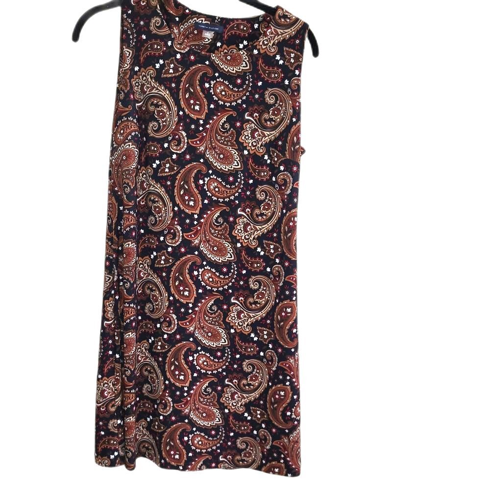 Tommy Hilfiger Paisley Midi Dress - Red and Brown - Size Med.